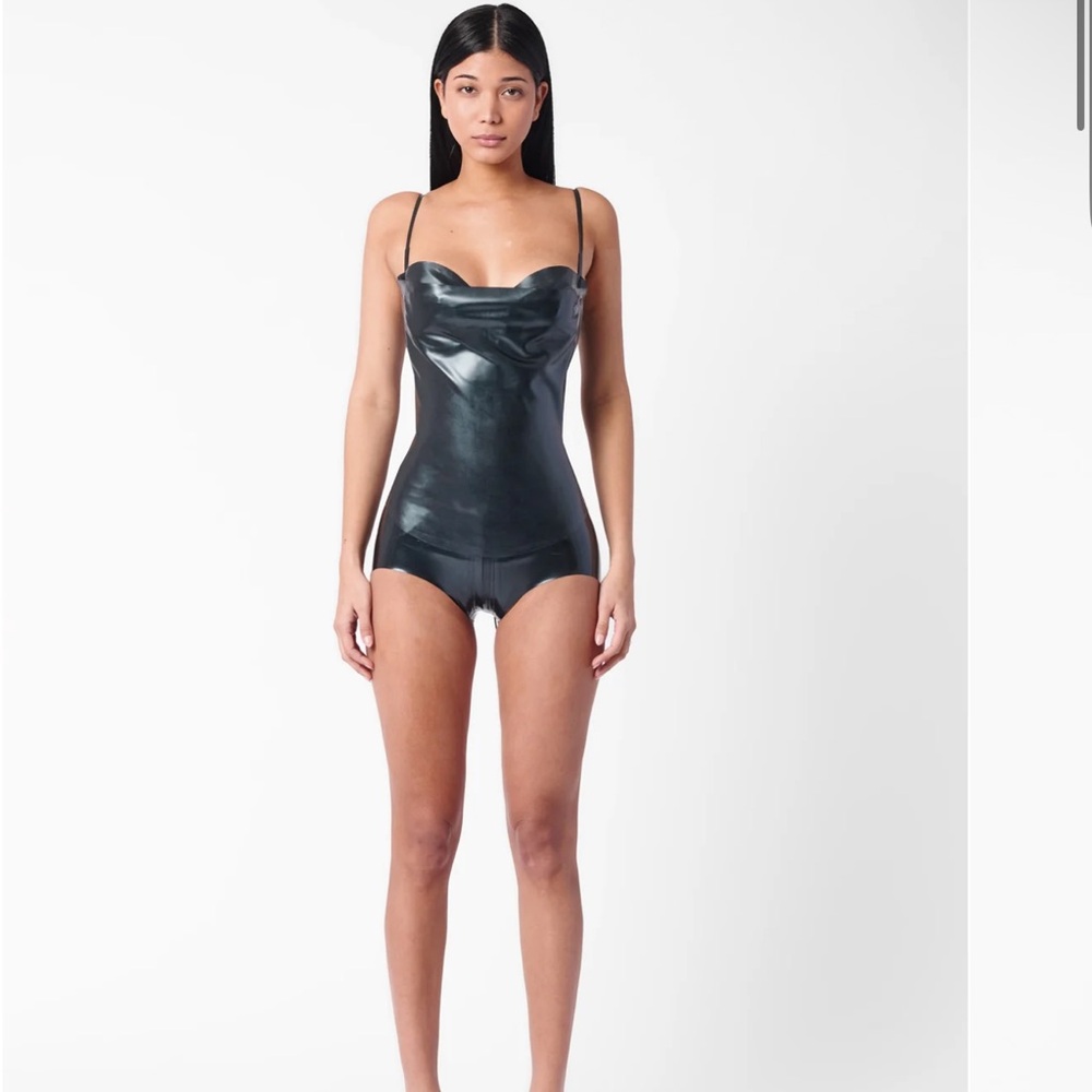 POSTER GIRL Black Shiny Bodysuit